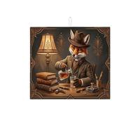 Tappetino scolapiatti vintage con volpe marrone per bancone della cucina, tappetino assorbente per scolapiatti con animali retrò, tappetino in microfibra accogliente per l'autunno, protezione per bar