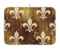 Tappetino scolapiatti vintage Fleur De Lis, reversibile, per la decorazione della cucina e della casa, 40,6 x 45,7 cm