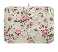 Tappetino scolapiatti vintage floreale bianco tappetino da caffè in microfibra assorbente per bancone cucina medio, 40,6 x 45,7 cm