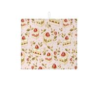 Tappetino scolapiatti vintage floreale per bancone della cucina, grazioso motivo a torta, assorbente, tappetino scolapiatti in microfibra per bancone della cucina, protezione da bar, 40,6 x 45,7 cm