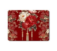 Tappetino scolapiatti vintage floreale per bancone della cucina, motivo peonia rossa, in gomma assorbente, elegante decorazione per la primavera, 45,7 x 61 cm