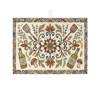 Tappetino scolapiatti vintage floreale per bancone della cucina, tappetino assorbente per scolapiatti rustico verde in microfibra, tappetino scolapiatti in microfibra per proteggere la zona pranzo