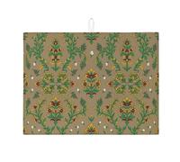 Tappetino scolapiatti vintage floreale per bancone della cucina, tappetino assorbente per scolapiatti verde e rosso, tappetino scolapiatti in microfibra autunnale medievale per decorazione, 45,7 x 61