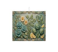 Tappetino scolapiatti vintage floreale per bancone della cucina, tappetino assorbente per scolapiatti a foglia verde, tappetino decorativo in microfibra per asciugatura per bar, 40,6 x 45,7 cm