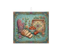 Tappetino scolapiatti vintage floreale per bancone della cucina, tappetino assorbente per scolapiatti botanico color foglia di tè, tappetino scolapiatti rustico primaverile in microfibra per bancone