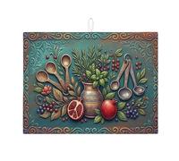Tappetino scolapiatti vintage floreale per bancone della cucina, tappetino assorbente per scolapiatti verde foglia di tè, tappetino scolapiatti rustico in microfibra per erbe aromatiche, 45,7 x 61 cm