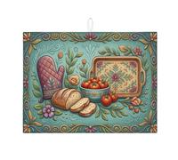 Tappetino scolapiatti vintage floreale per bancone della cucina, tappetino assorbente per scolapiatti botanico color foglia di tè, tappetino scolapiatti rustico primaverile in microfibra per bancone