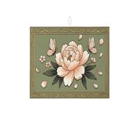 Tappetino scolapiatti vintage floreale per bancone della cucina, tappetino assorbente scolapiatti con peonia verde, tappetino scolapiatti in microfibra con farfalla primaverile per decorazione bancone