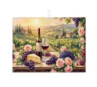 Tappetino scolapiatti vintage floreale per bancone della cucina, tappetino assorbente scolapiatti rosa pesca, tappetino scolapiatti rustico in microfibra per protezione bancone della cucina, 45,7 x 61