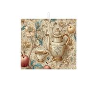 Tappetino scolapiatti vintage floreale per bancone della cucina, tappetino scolapiatti assorbente beige botanico in microfibra ispirato alla primavera per bar 40,6 x 45,7 cm