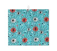 Tappetino scolapiatti vintage geometrico moderno di metà secolo con linee atomiche a forma di stella, 16"" x 18"" pollici, protezione assorbente in microfibra per piano di lavoro da cucina, tappetino