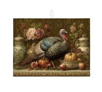 Tappetino scolapiatti vintage in Turchia per bancone della cucina, tappetino assorbente rustico floreale scolapiatti tappetino scolapiatti in microfibra autunnale per decorazione bancone cucina 45,7 x