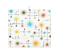 Tappetino scolapiatti vintage moderno di metà secolo con linee atomiche geometriche a forma di stella, 16" x 18", protezione assorbente in microfibra per tavolo da cucina, tappetino multiuso per scola