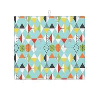 Tappetino scolapiatti vintage moderno di metà secolo con motivo geometrico e linee atomiche, 16" x 18", protezione assorbente in microfibra per tavolo da cucina, tappetino multiuso per scolapiatti e l