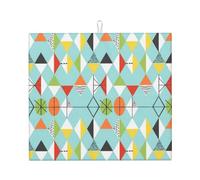 Tappetino scolapiatti vintage moderno di metà secolo con motivo geometrico e linee atomiche, 16" x 18", protezione assorbente in microfibra per tavolo da cucina, tappetino multiuso per scolapiatti e l