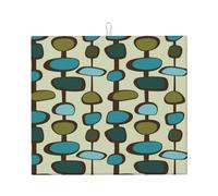 Tappetino scolapiatti vintage moderno di metà secolo con motivo geometrico e linee atomiche, 16" x 18", protezione assorbente in microfibra per tavolo da cucina, tappetino multiuso per scolapiatti e l
