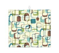 Tappetino scolapiatti vintage moderno di metà secolo con motivo geometrico e linee atomiche, 16"" x 18"" pollici, protezione assorbente in microfibra per tavolo da cucina, tappetino multiuso per scola