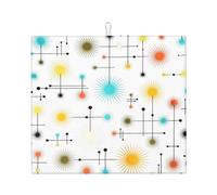 Tappetino scolapiatti vintage moderno di metà secolo con motivo geometrico e linee atomiche, 16"" x 18"" pollici, protezione assorbente in microfibra per tavolo da cucina, tappetino multiuso per scola