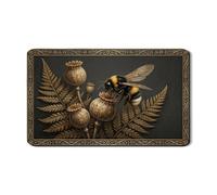 Tappetino scolapiatti vintage nero floreale per bancone della cucina, elegante tappetino in gomma assorbente con felce d'api, tappetino in pelle PU rustico autunnale per protezione bar 30,5 x 50,8 cm