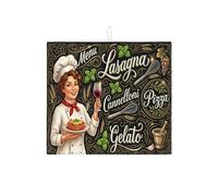 Tappetino scolapiatti vintage nero per menù per bancone della cucina, tappetino assorbente in microfibra ispirato allo chef 40,6 x 45,7 cm