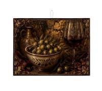 Tappetino scolapiatti vintage per bancone della cucina, scolapiatti assorbente verde oliva rustico, tappetino scolapiatti in microfibra autunnale medievale per la decorazione del bancone della cucina