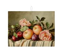 Tappetino scolapiatti vintage per bancone della cucina, tappetino assorbente per scolapiatti con frutta classica floreale, tappetino scolapiatti in microfibra per la stagione primaverile per la