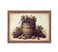 Tappetino scolapiatti vintage per bancone della cucina, tappetino assorbente per scolapiatti rustico a forma di botte di vino, in microfibra, per la decorazione del bancone della cucina, 45,7 x 61 cm