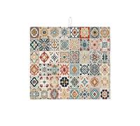Tappetino scolapiatti vintage per bancone della cucina, tappetino scolapiatti assorbente geometrico colorato, tappetino scolapiatti in microfibra mediterranea per bar 40,6 x 45,7 cm
