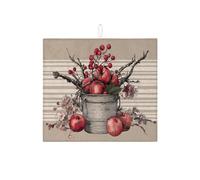 Tappetino scolapiatti vintage per bancone della cucina, tappetino scolapiatti assorbente per frutta rossa rustica, tappetino scolapiatti in microfibra per decorazione bancone della cucina, 40,6 x 45,7