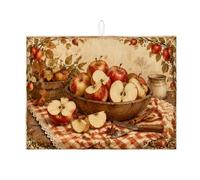 Tappetino scolapiatti vintage per bancone della cucina, tappetino scolapiatti assorbente per frutta rossa rustica, tappetino scolapiatti in microfibra per raccolta autunnale per bancone della cucina