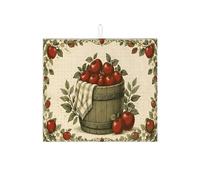 Tappetino scolapiatti vintage per bancone della cucina, tappetino scolapiatti assorbente per frutta rossa rustica, tappetino scolapiatti in microfibra floreale per decorazione bancone della cucina