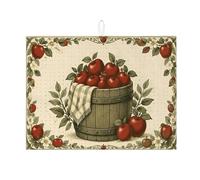 Tappetino scolapiatti vintage per bancone della cucina, tappetino scolapiatti assorbente per frutta rossa rustica, tappetino scolapiatti in microfibra floreale per decorazione bancone della cucina