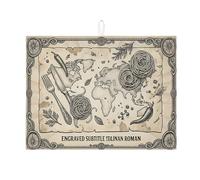 Tappetino scolapiatti vintage rustico con mappa del mondo per bancone della cucina, tappetino assorbente beige, tappetino scolapiatti in microfibra per cucina, bar, protezione 45,7 x 61 cm