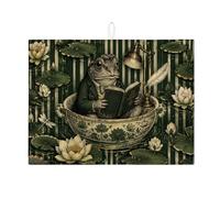 Tappetino scolapiatti vintage verde anfibio per bancone della cucina, tappetino assorbente per scolapiatti botanico, tappetino scolapiatti in microfibra ispirato alla primavera, 45,7 x 61 cm