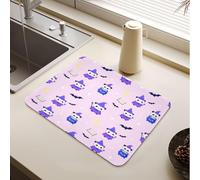Tappetino scolapiatti Whimsigoth pastello Halloween peste panda infermiera | Tappetino per asciugare i piatti con retro in gomma, accessorio da cucina