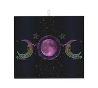 Tappetino scolapiatti Wiccan con decorazione della Dea della Luna Tripla, 40,6 x 45,7 cm, assorbente in microfibra per piano di lavoro della cucina, multiuso, per scolapiatti, lavello, nero, F4M8X9GY-