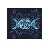 Tappetino scolapiatti Wiccan con ornamento a forma di pentagramma e dea della luna tripla, 16" x 18", protezione assorbente in microfibra per tavolo da cucina, tappetino multiuso per scolapiatti da la