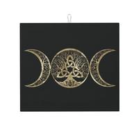 Tappetino scolapiatti Wiccan con ornamento a forma di pentagramma e dea della luna tripla, 40,6 x 45,7 cm, assorbente in microfibra per piano di lavoro della cucina, multiuso, per scolapiatti, lavello