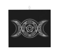 Tappetino scolapiatti Wiccan con pentagramma e tripla dea lunare, 16" x 18", protezione assorbente in microfibra per tavolo da cucina, tappetino multiuso per scolapiatti da lavello