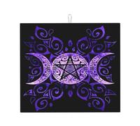 Tappetino scolapiatti Wiccan con pentagramma e tripla dea lunare, 16" x 18", protezione assorbente in microfibra per tavolo da cucina, tappetino multiuso per scolapiatti da lavello