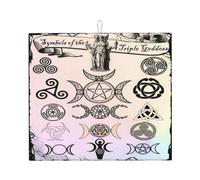 Tappetino scolapiatti Wiccan con pentagramma e tripla dea lunare, 40,6 x 45,7 cm, assorbente in microfibra per piano di lavoro della cucina, multiuso, per scolapiatti, nero, F4M8X9GY-{id}