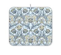 Tappetino scolapiatti William Morris Tulips Blue and Yellow Pattern cucina | Assorbente cucina contatore stuoia scolapiatti stuoia e rack Caffè Bar Accessori Pranzo