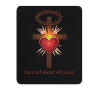 Tappetino Scrivania Croce del Sacro Cuore di Gesù con Corona di Spine Pulire Desk Mat Lavabile Mouse Mat per Computer Gaming Laptop 25X30Cm