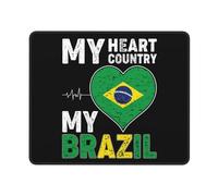 Tappetino Scrivania Il Mio Cuore, Il Mio Paese, Il Mio Brasile Portatile Desk Mat Bordi Cuciti Mouse Mat per Mac Laptop Computer 25X30Cm