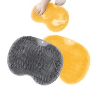 Tappetino scrubber per piedi da doccia, supporto da parete per massaggi da bagno, con ventose antiscivolo per migliorare la circolazione, lenire i piedi doloranti (grigio + giallo)