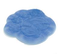 Tappetino scrubber per piedi in silicone con ventose per stabilità, tappetino doccia con setole in gomma morbida per massaggiare e pulire le suole del piede (blu)