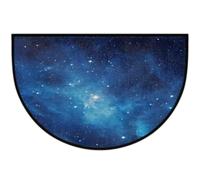 Tappetino semicircolare antiscivolo con galassia spaziale blu e nebulosa | Zerbino lavabile a mezza luna, decorazione per la casa per ingresso cucina esterno interno 61 x 91 cm