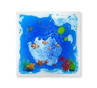 Tappetino Sensoriale Liquido Mondo Animale - Tappeto per Pavimento in PVC per Bambini con Bolle Fluttuanti, Stimolazione Tattile e Allenamento dell'Equilibrio per Piccoli(Blue,12 * 12in)