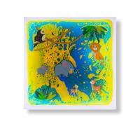 Tappetino Sensoriale Liquido Mondo Animale - Tappeto per Pavimento in PVC per Bambini con Bolle Fluttuanti, Stimolazione Tattile e Allenamento dell'Equilibrio per Piccoli(Yellow,12 * 12in)