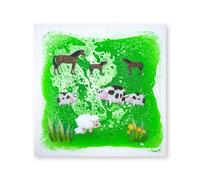 Tappetino Sensoriale Liquido Mondo Animale - Tappeto per Pavimento in PVC per Bambini con Bolle Fluttuanti, Stimolazione Tattile e Allenamento dell'Equilibrio per Piccoli(Green,12 * 12in)